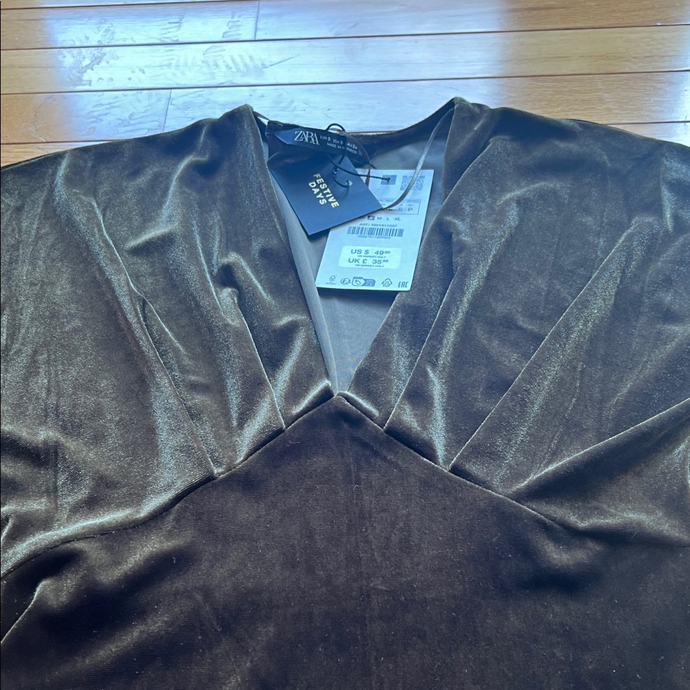 Zara Black Velvet Midi Dress - Picture 4 of 4